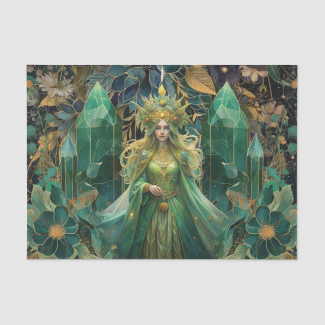 Fantasy Emerald Queens of the Forest Decoupage Tissue Paper (Front)
