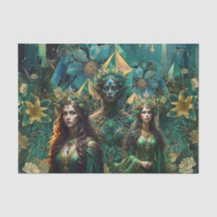 Fantasy Emerald Queens of the Forest Decoupage Tissue Paper