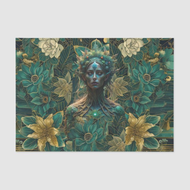 Fantasy Emerald Queens of the Forest Decoupage Tissue Paper (Front)