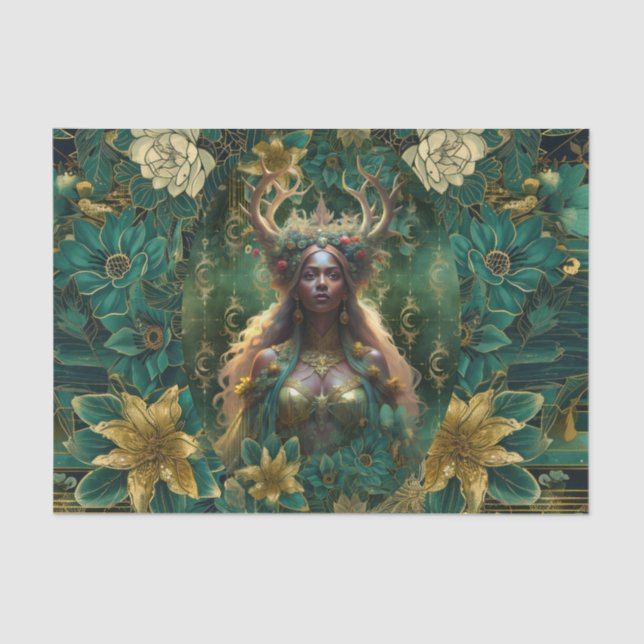Fantasy Emerald Queens of the Forest Decoupage Tissue Paper (Front)