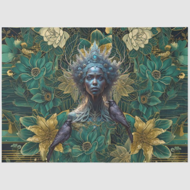 Fantasy Emerald Queens of the Forest Decoupage Tissue Paper (Front)