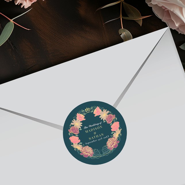 Fantasy Enchanted Floral Garden Wedding Classic Round Sticker (Creator Uploaded)