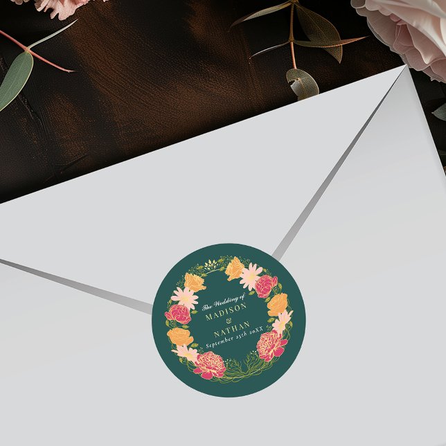 Fantasy Enchanted Floral Garden Wedding Classic Round Sticker (Creator Uploaded)