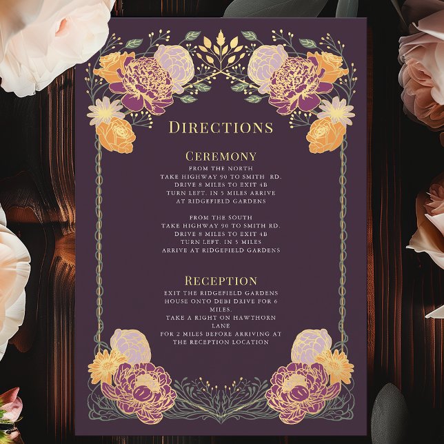 Fantasy Enchanted Floral Garden Wedding Directions Enclosure Card (Creator Uploaded)