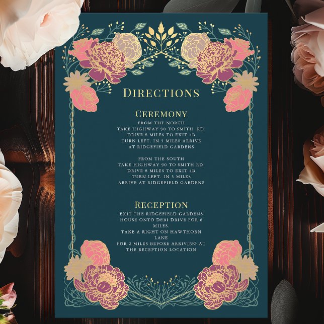 Fantasy Enchanted Floral Garden Wedding Directions Enclosure Card (Creator Uploaded)