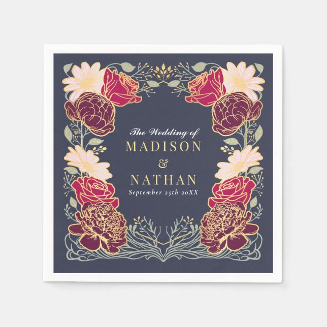 Fantasy Enchanted Floral Garden Wedding  Napkin (Front)