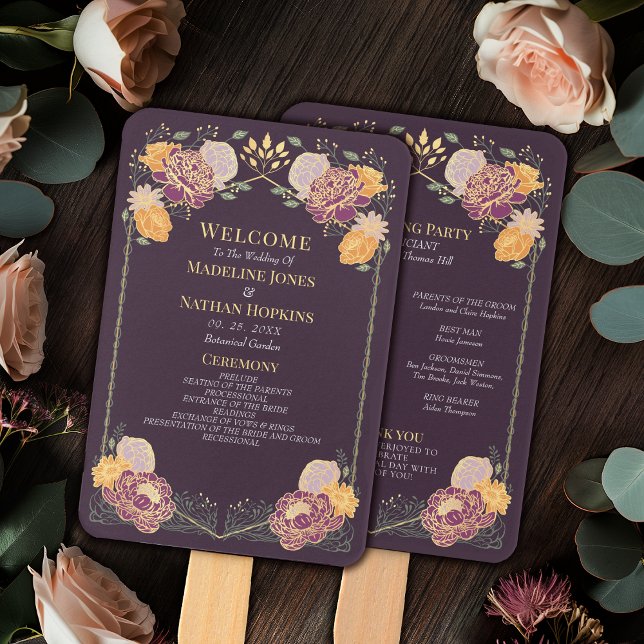 Fantasy Enchanted Floral Garden Wedding Program Hand Fan (Creator Uploaded)