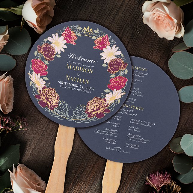 Fantasy Enchanted Floral Garden Wedding  Program Hand Fan (Creator Uploaded)