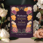 Fantasy Enchanted Floral Garden Wedding Programme<br><div class="desc">This elegant, whimsical, Fantasy Enchanted Floral Garden design is perfect for an enchanted forest-themed celebration or a garden party. This design features purple and orange floral elements in a frame of green leaves and gold accents against a purple background. Matching items in our shop for a complete party theme. The...</div>