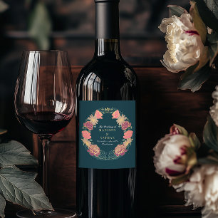 Fantasy Enchanted Floral Garden Wedding  Wine Label