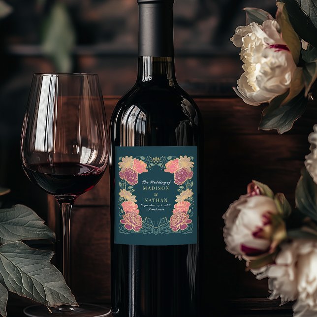 Fantasy Enchanted Floral Garden Wedding  Wine Label (Creator Uploaded)