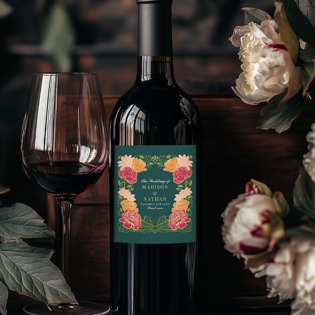 Fantasy Enchanted Floral Garden Wedding  Wine Label (Creator Uploaded)