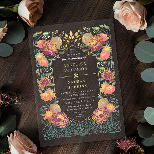 Fantasy Enchanted Pink Purple Floral Wedding Acrylic Invitations