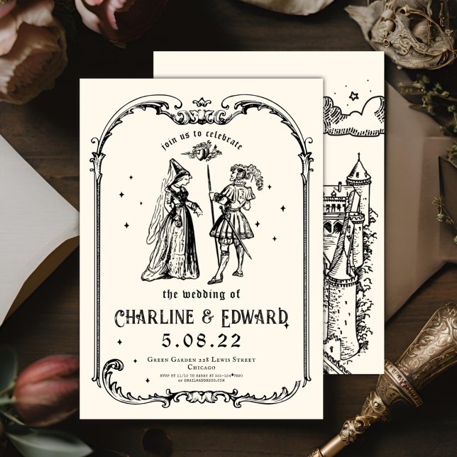 Fantasy Engraving Art Mediaeval Wedding Invitation (Creator Uploaded)