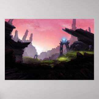 Fantasy epic valley print. poster