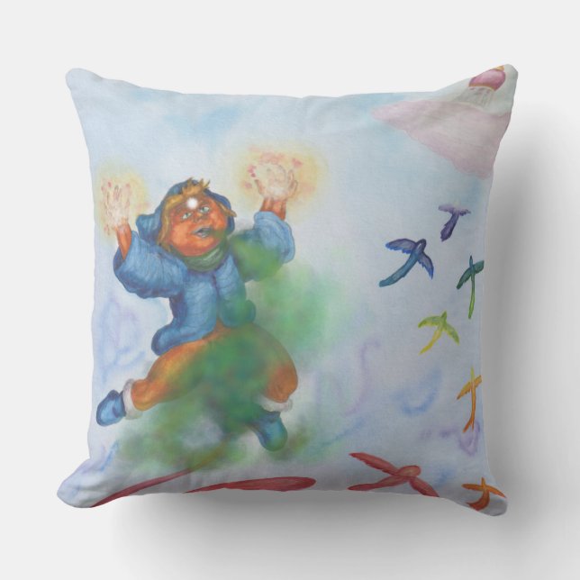 Fantasy Eros God Light Dimension Watercolour Love  Cushion (Front)