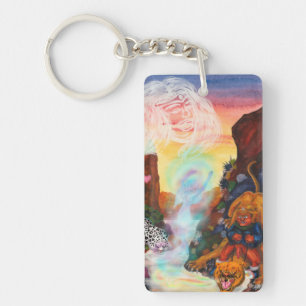 Fantasy Eros Lion Princess Goddess Snow Leopard  Key Ring