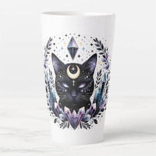 Fantasy Esoteric Crystal Black Cat Latte Mug