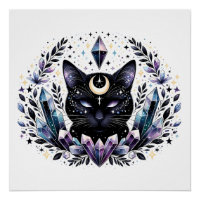Fantasy Esoteric Crystal Black Cat 
