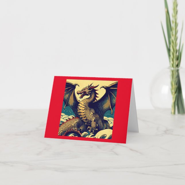 Fantasy European Dragon - Woodcut 1 Card (Front)