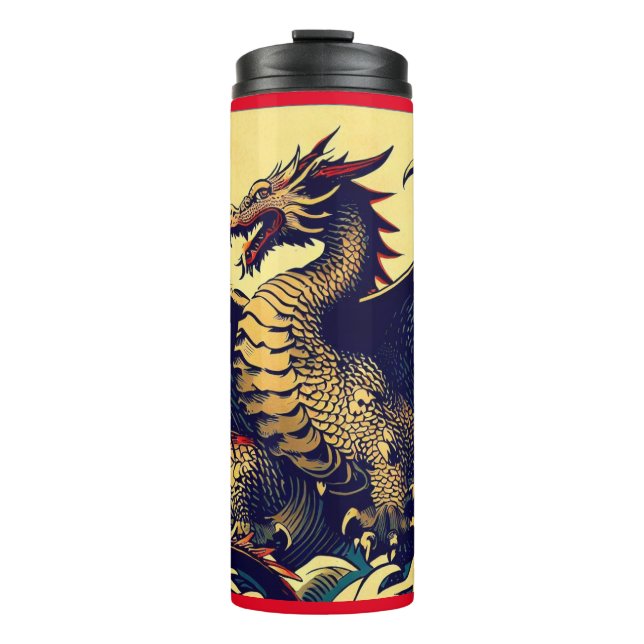 Fantasy European Dragon - Woodcut 1 Thermal Tumbler (Front)