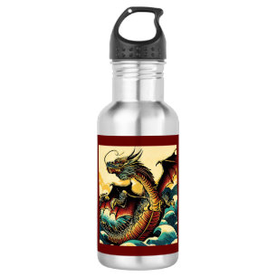 Fantasy European Dragon - Woodcut 2 532 Ml Water Bottle