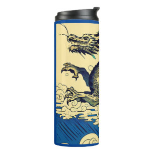 Fantasy European Dragon - Woodcut 3 Thermal Tumbler