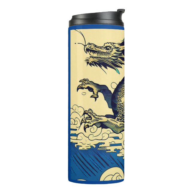 Fantasy European Dragon - Woodcut 3 Thermal Tumbler (Rotated Left)