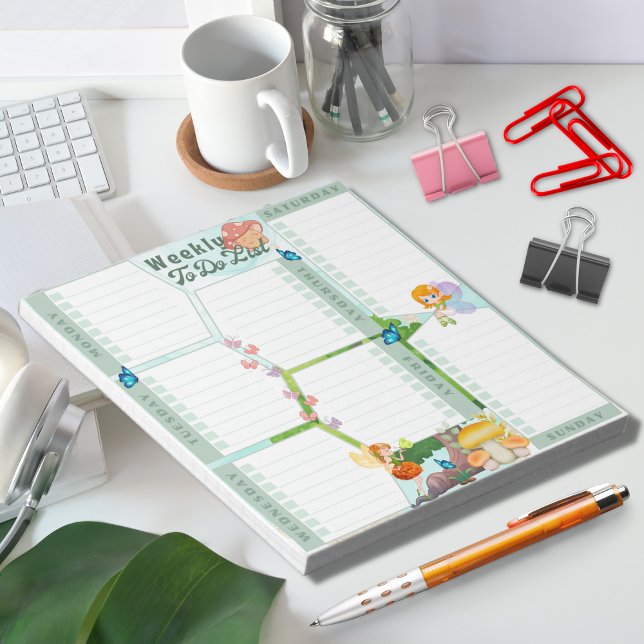 Fantasy Fairy Butterfly Mushroom with Green Themed Notepad (Creator Uploaded)