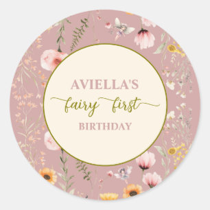 Fantasy Fairy First Wildflower  Classic Round Sticker