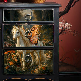 Fantasy Fairy Horse with Orange Butterfly Wings Tissue Paper