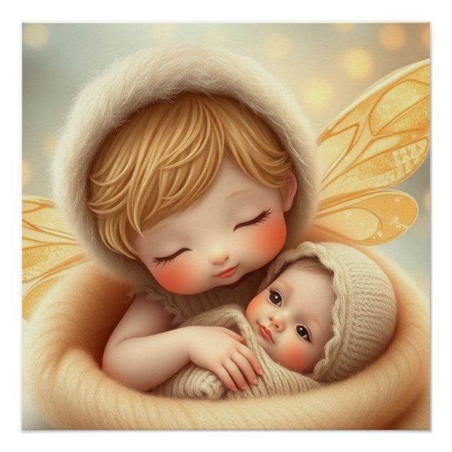 Fantasy Fairy Mother and Baby Art Poster (Front)