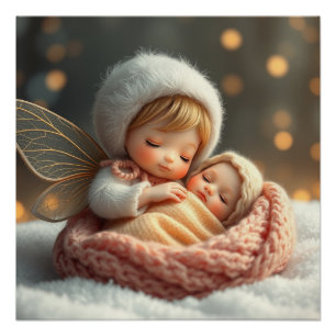 Fantasy Fairy Mother and Baby Art Poster