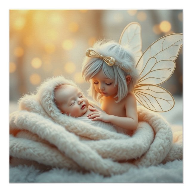 Fantasy Fairy Mother and Baby Art Poster (Front)