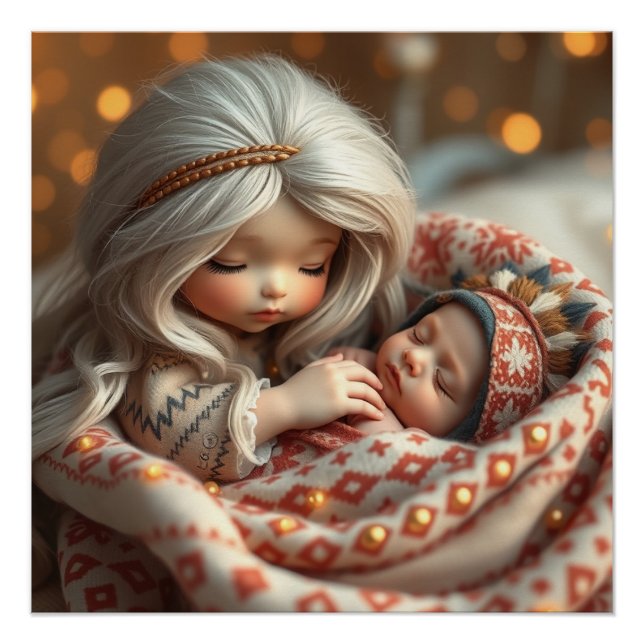 Fantasy Fairy Mother and Baby Art Poster (Front)