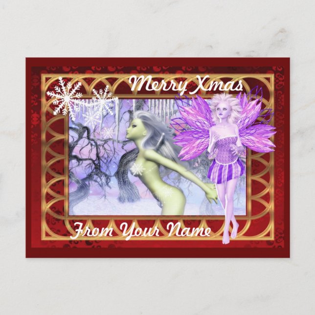 Fantasy fairy  personalised  christmas holiday postcard (Front)