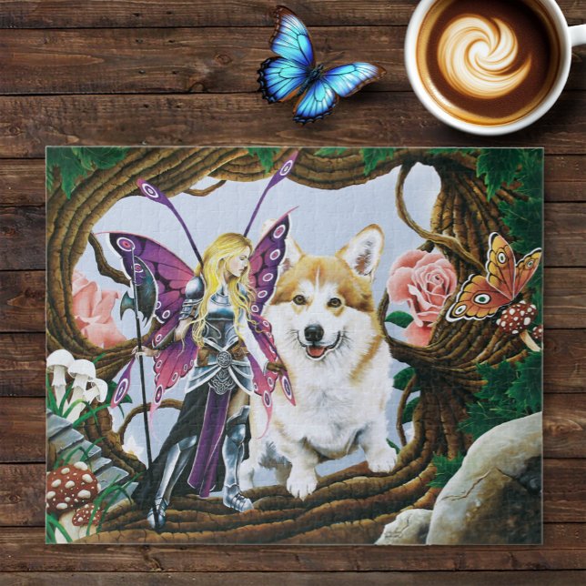 Fantasy Fairy Warrior Corgi Magical Forest Jigsaw Puzzle (Creator Uploaded)