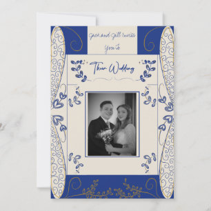 Fantasy Fairy Wedding Invitation in Blue and Gold 