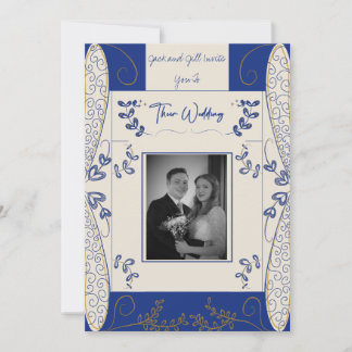 Fantasy Fairy Wedding Invitation in Blue and Gold 