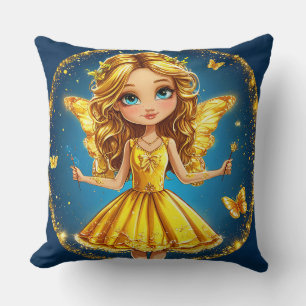 Fantasy Fairy with Glitter Enchanted Room Accent Cushion