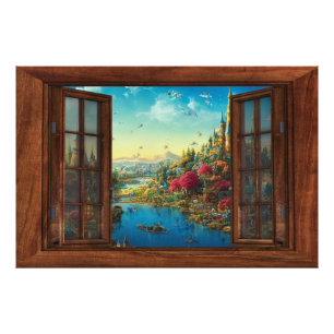Fantasy Fake Window Kids Room Decor Photo Print