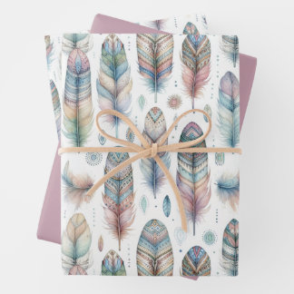 Fantasy Feather Wrapping Paper Sheet