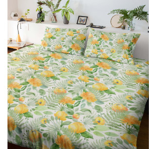 Fantasy Fern and Floral Lemon-y Pillowcase