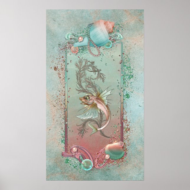 Fantasy Fish Art Nouveau Poster (Front)
