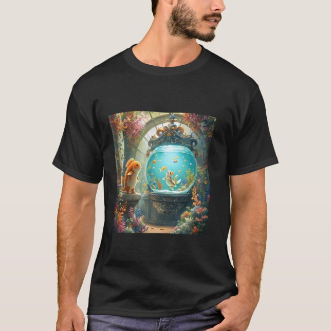 Fantasy Fish Hunting Cat T-Shirt (Front)