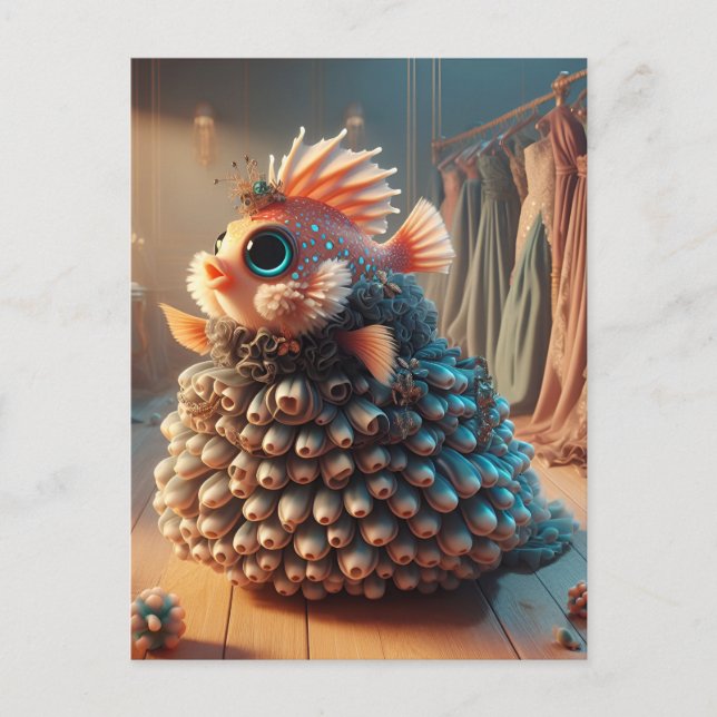 Fantasy Fish in a Dress Postcard (Front)