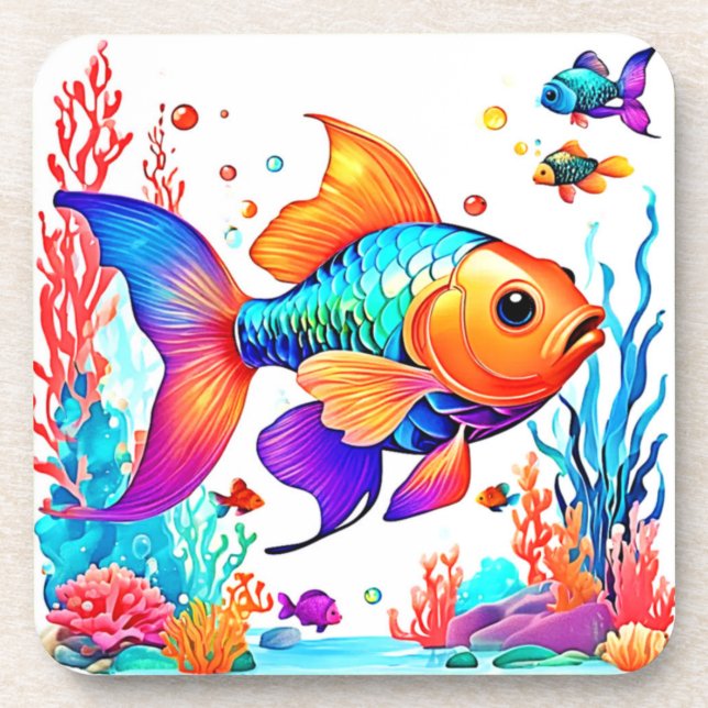 Fantasy Fish Scene Design Coaster (Front)