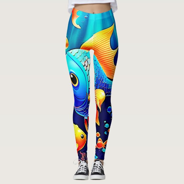 Fantasy Fish Swim Design Leggings (Front)