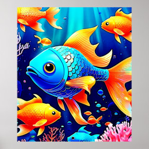 Fantasy Fish Swim Design Poster
