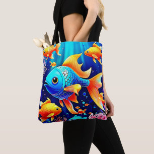 Fantasy Fish Swim Design Tote Bag